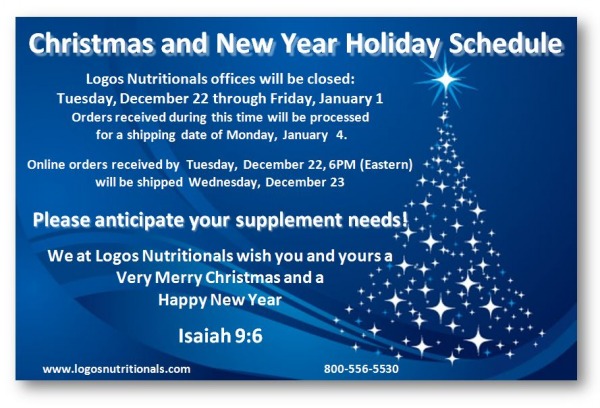 Morgellons - Logos Nutritionals Holiday Schedule